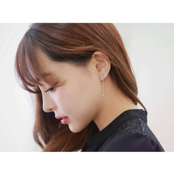 Silver Crystal Drop Dangle Earings - Picture 2 of 4